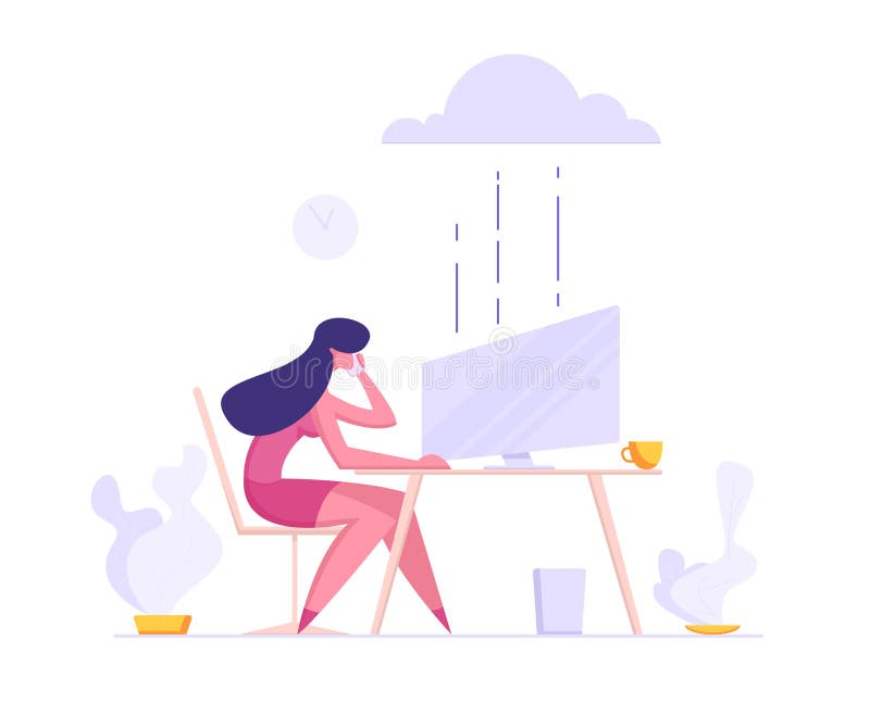 Concepto de servidores de alojamiento de centros de datos de almacenamiento en nube de negocios con una posición de caracteres de stock de ilustración