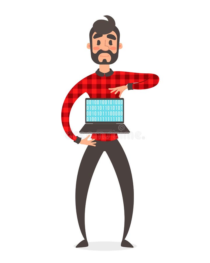 Concepto de super héroe del programador Ejemplo de la gente del vector Código de datos binarios, cifrando en el ordenador portáti stock de ilustración Concepto de super héroe del programador Ejemplo de la gente del vector Código de datos binarios, cifrando en el ordenador portáti stock de ilustración