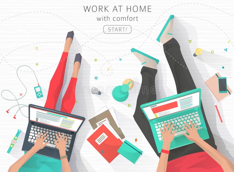 Concepto de trabajo en el hogar libre illustration Concepto de trabajo en el hogar libre illustration