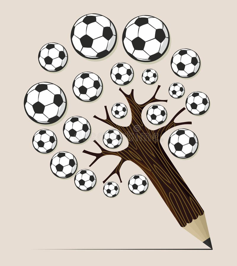 Concepto Del árbol Del Lápiz Del Balón De Fútbol Ilustración del Vector -  Ilustración de bolas, ilustraciones: 32017751