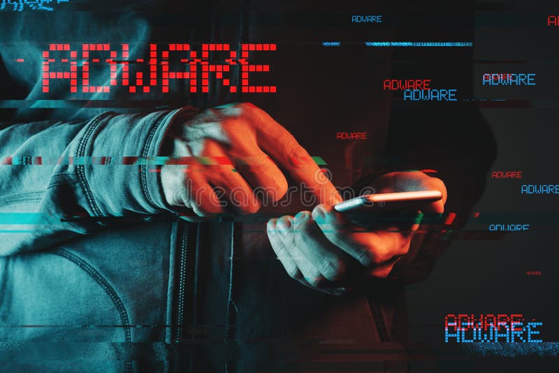 Concepto del adware del teléfono móvil foto de archivo Concepto del adware del teléfono móvil foto de archivo