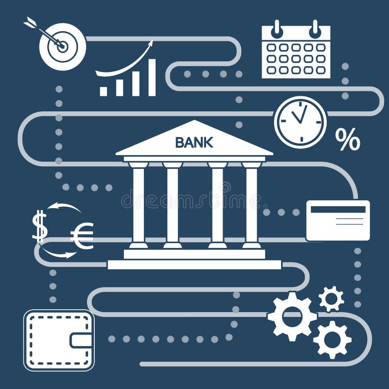 Concepto del banco Finanzas, inversión del dinero L?nea icono stock de ilustración Concepto del banco Finanzas, inversión del dinero L?nea icono stock de ilustración