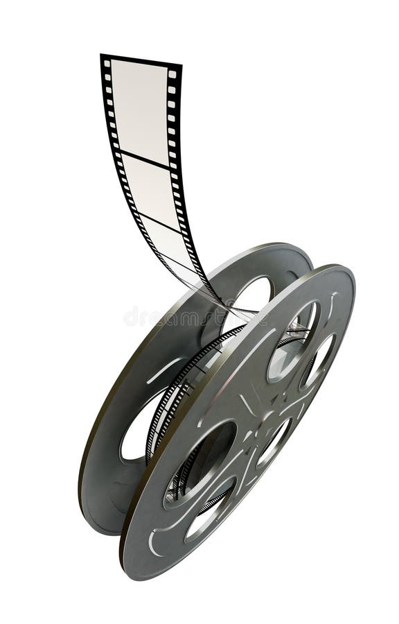 Film strip and reels on white. Film strip and reels on white