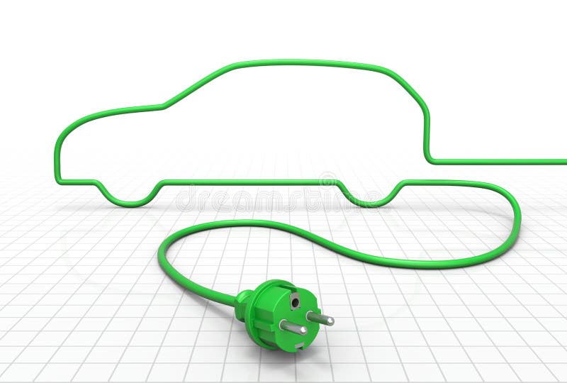 Concepto del coche eléctrico stock de ilustración Concepto del coche eléctrico stock de ilustración
