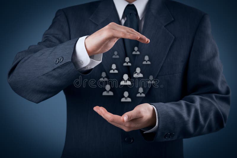 Concepto del cuidado del cliente o de los empleados fotografía de archivo Concepto del cuidado del cliente o de los empleados fotografía de archivo