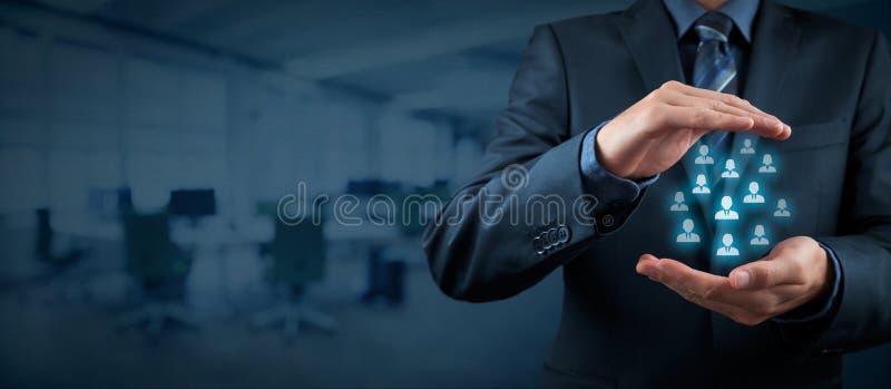 Concepto del cuidado del cliente o de los empleados fotografía de archivo Concepto del cuidado del cliente o de los empleados fotografía de archivo
