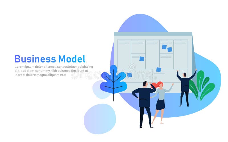 Concepto del ejemplo el hombre presente con la lona del modelo comercial del whiteboard ejemplo plano trabajo del equipo junto co ilustración del vector Concepto del ejemplo el hombre presente con la lona del modelo comercial del whiteboard ejemplo plano trabajo del equipo junto co ilustración del vector