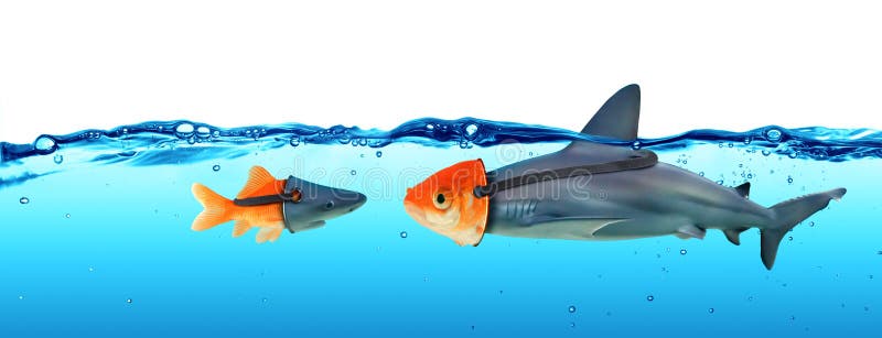 Deception Concept - Disguise Between Shark And Goldfish. Deception Concept - Disguise Between Shark And Goldfish