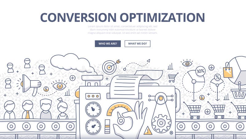 Concepto del garabato de la optimización de la conversión ilustración del vector Concepto del garabato de la optimización de la conversión ilustración del vector