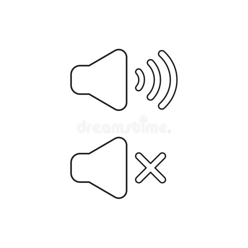 Vector icon concept of speaker sound symbols on and off. Black outlines. Vector icon concept of speaker sound symbols on and off. Black outlines