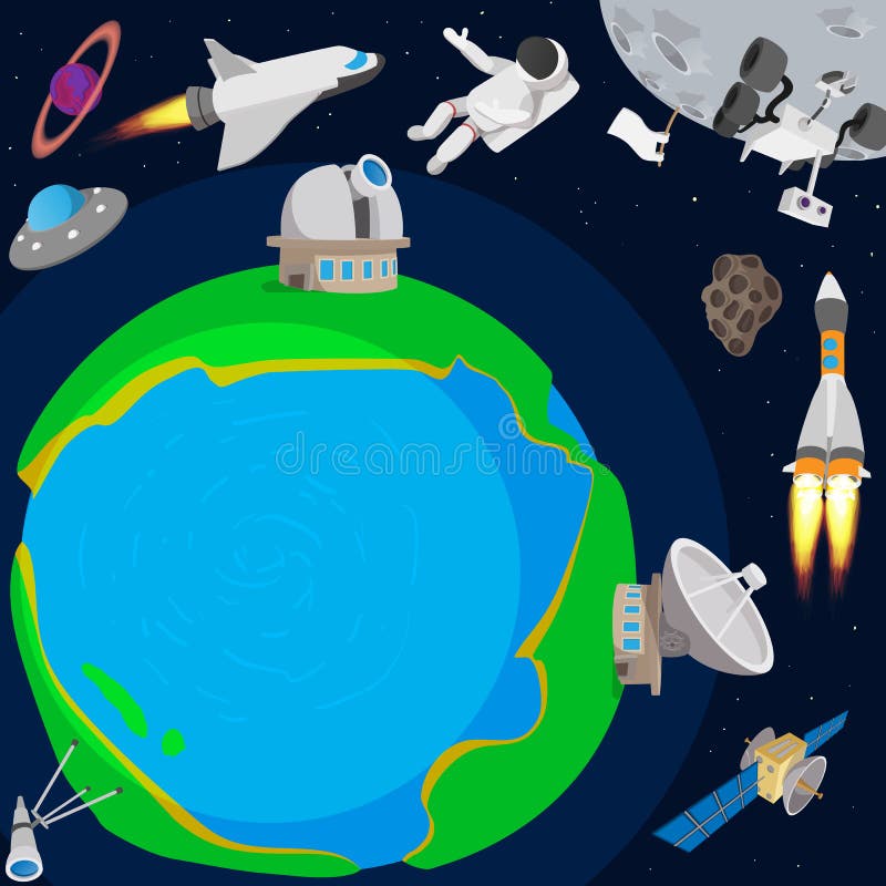 Concepto del planeta del espacio profundo, estilo de la historieta stock de ilustración Concepto del planeta del espacio profundo, estilo de la historieta stock de ilustración