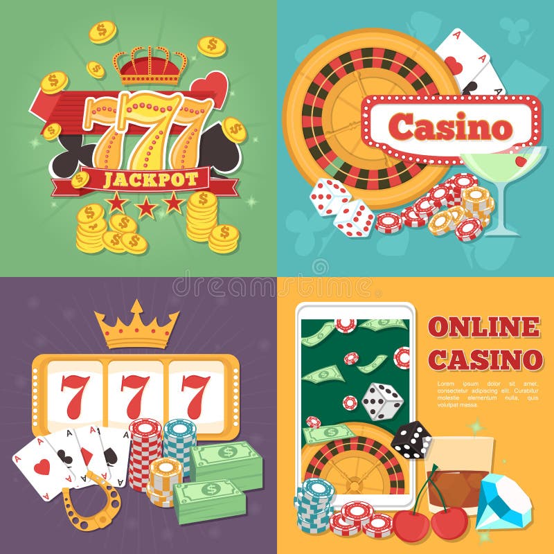 Concepto en línea del casino con los dados stock de ilustración Concepto en línea del casino con los dados stock de ilustración