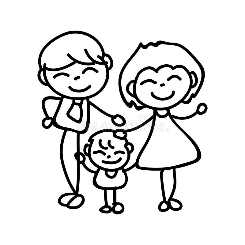 Concepto Feliz De La Felicidad De La Familia De La Gente De La Historieta  Del Extracto Del Dibujo De La Mano Stock de ilustración - Ilustración de  vivir, feliz: 142485890