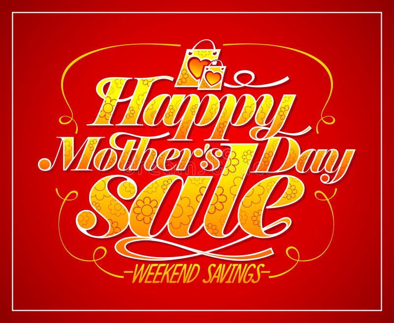 Concepto feliz del cartel del vector de la venta del día de madre, ahorros del fin de semana libre illustration Concepto feliz del cartel del vector de la venta del día de madre, ahorros del fin de semana libre illustration