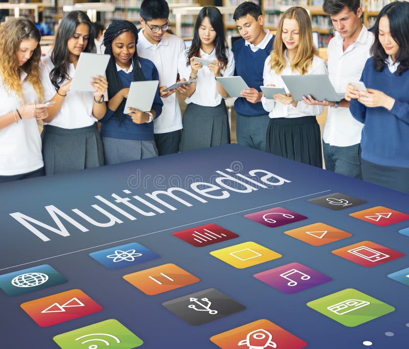 Concepto futurista del contenido de Digitaces de la conexión de las multimedias foto de archivo libre de regalías Concepto futurista del contenido de Digitaces de la conexión de las multimedias foto de archivo libre de regalías
