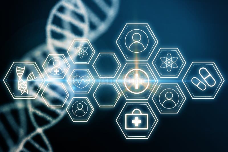 Concepto innovador de la medicina y de la tecnología stock de ilustración Concepto innovador de la medicina y de la tecnología stock de ilustración