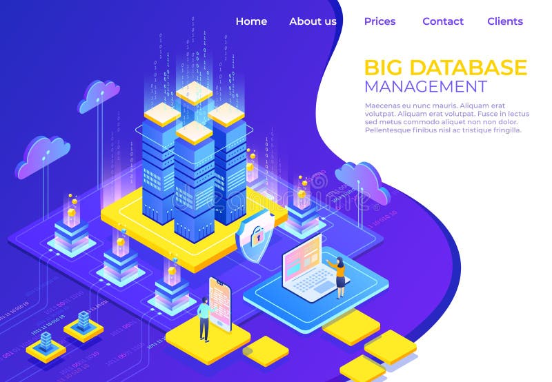 Concepto isométrico de la base de datos Página del aterrizaje de la tecnología del negocio del servidor, página web infographic d stock de ilustración Concepto isométrico de la base de datos Página del aterrizaje de la tecnología del negocio del servidor, página web infographic d stock de ilustración