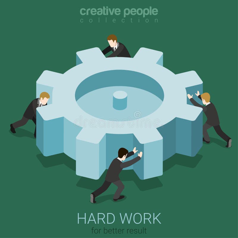 Concepto micro de la rueda dentada de la vuelta de la gente del trabajo duro libre illustration Concepto micro de la rueda dentada de la vuelta de la gente del trabajo duro libre illustration