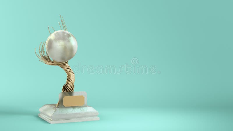 Concepto moderno galardonado goblet de árbol trenzado de oro con una gran representación de perla 3d en gradiente de color libre illustration