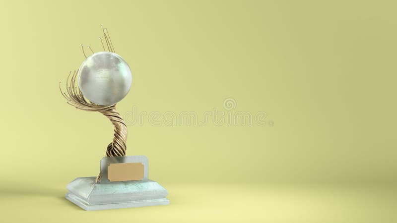 Concepto moderno galardonado goblet de árbol trenzado de oro con una gran representación de perla 3d en gradiente de color libre illustration