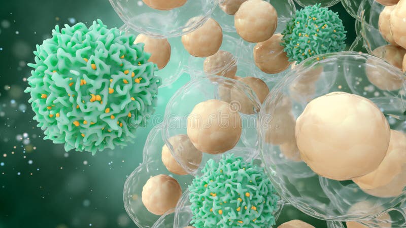 Concepto médico de cáncer ejemplo 3d de las células o de las células cancerosas de T libre illustration