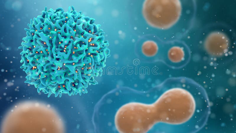 Concepto médico de cáncer ejemplo 3d de las células o de las células cancerosas de T libre illustration