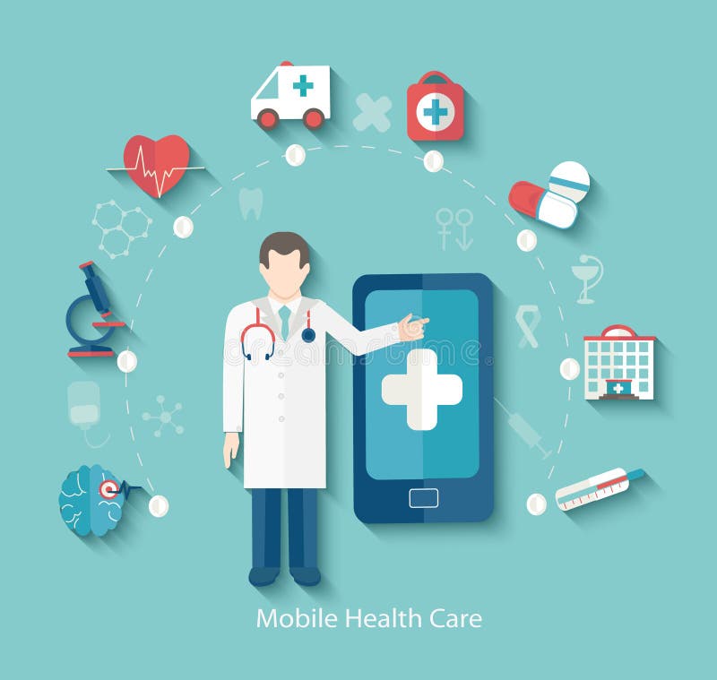 Set of flat design concept icons for web and mobile phone. Medical concept, infographic in flat style with doctor, vector. Set of flat design concept icons for web and mobile phone. Medical concept, infographic in flat style with doctor, vector.