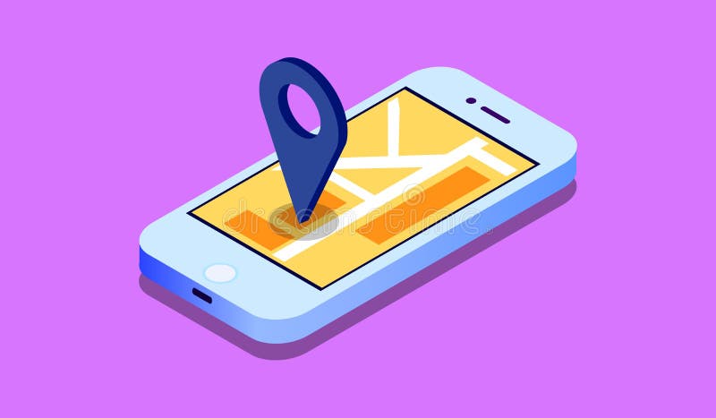 concepto móvil isométrico de la navegación GPS 3d, Smartphone con el uso y el indicador del perno del marcador, vector EPS del ma stock de ilustración concepto móvil isométrico de la navegación GPS 3d, Smartphone con el uso y el indicador del perno del marcador, vector EPS del ma stock de ilustración