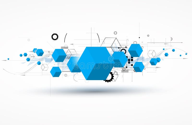 Concepto para el negocio corporativo y el desarrollo de la nueva tecnología ilustración del vector Concepto para el negocio corporativo y el desarrollo de la nueva tecnología ilustración del vector