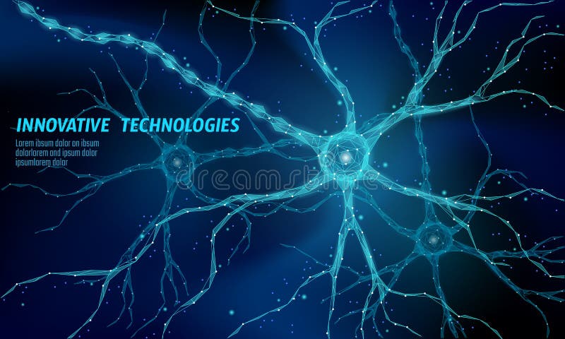 Concepto polivinílico bajo de la anatomía de la neurona humana Computación artificial de la nube de la medicina de la ciencia de