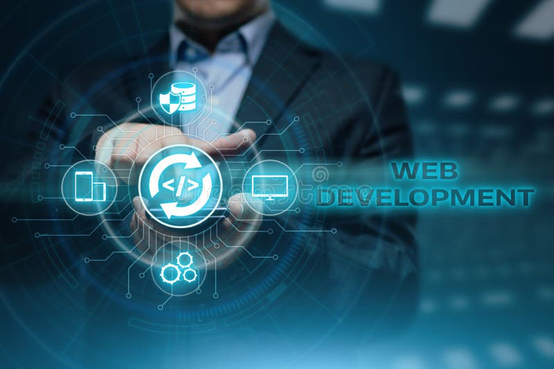 Concepto programado del negocio de la tecnología de Internet de la codificación del desarrollo web fotos de archivo libres de regalías