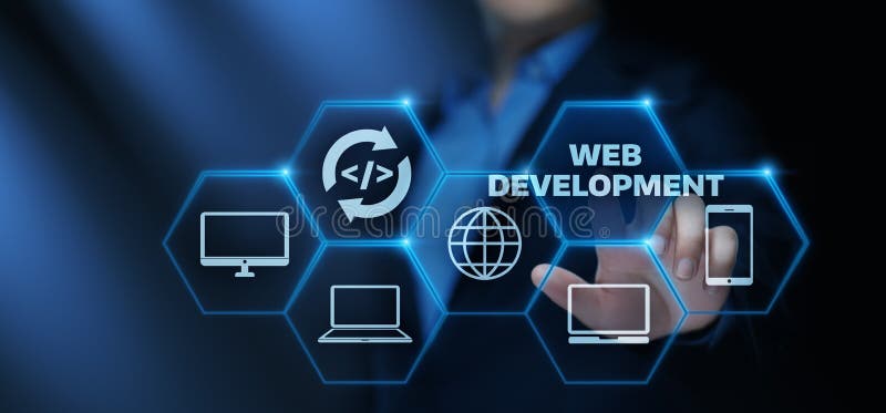 Concepto programado del negocio de la tecnología de Internet de la codificación del desarrollo web fotos de archivo