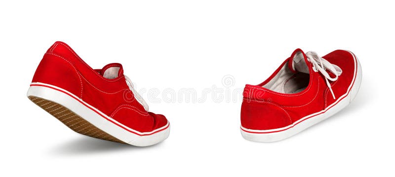 Concepto que camina de los zapatos rojos vacíos imagen de archivo Concepto que camina de los zapatos rojos vacíos imagen de archivo