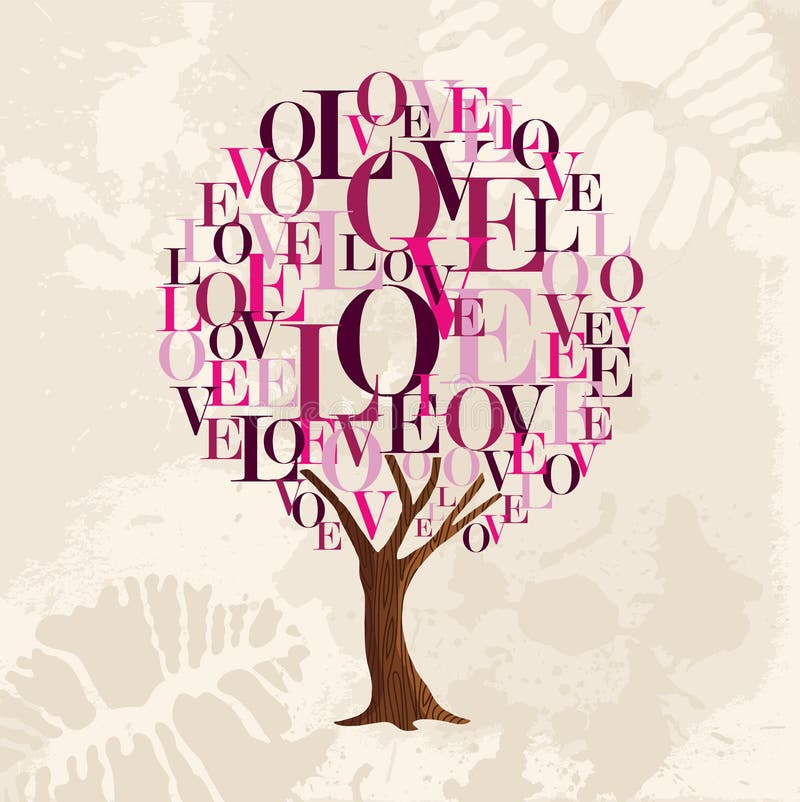 Concepto rosado del árbol de amor para la tarjeta del día de tarjetas del día de San Valentín stock de ilustración Concepto rosado del árbol de amor para la tarjeta del día de tarjetas del día de San Valentín stock de ilustración