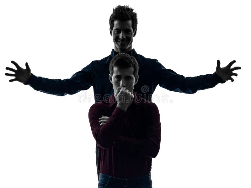 Concepto s del schyzophrenia de la dominación de dos de los hombres amigos del hermano gemelo fotos de archivo libres de regalías Concepto s del schyzophrenia de la dominación de dos de los hombres amigos del hermano gemelo fotos de archivo libres de regalías