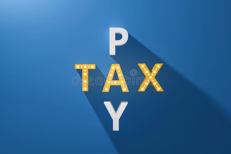 Concepto tributario de travesura paga con carteles de neón sobre fondo azul e impuestos Factura de devolución Representación 3D r libre illustration Concepto tributario de travesura paga con carteles de neón sobre fondo azul e impuestos Factura de devolución Representación 3D r libre illustration