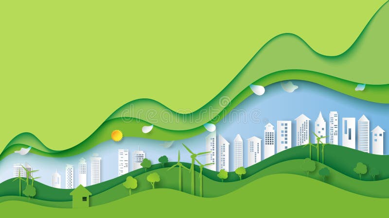 Concepto urbano del ambiente de la ciudad del eco verde