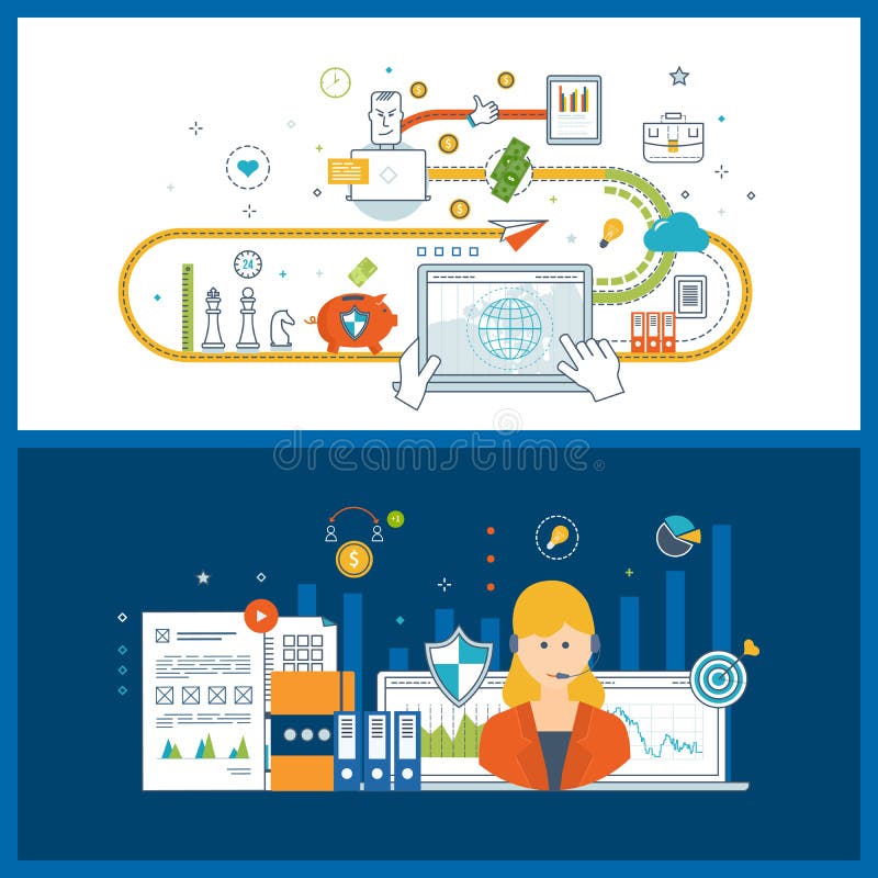 Concepts for financial report and strategy, technical support assistant. royalty free illustration