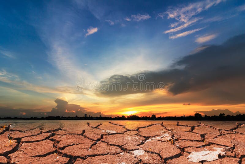 Concepts global warming problem resolution with over cracks royalty free stock photography