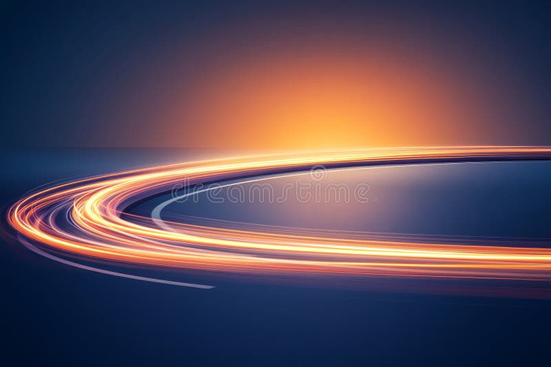 A conceptual abstract artwork that visualizes 5G speed as a forceful dynamic driving the flow of digital information