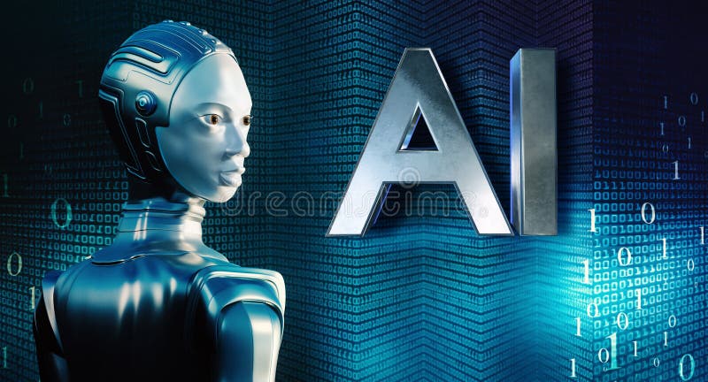 Conceptual artificial intelligence female robot. vector illustration