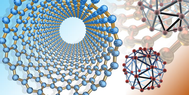 Conceptual artwork related to carbon nanostructures in the environment. vector illustration Conceptual artwork related to carbon nanostructures in the environment. vector illustration
