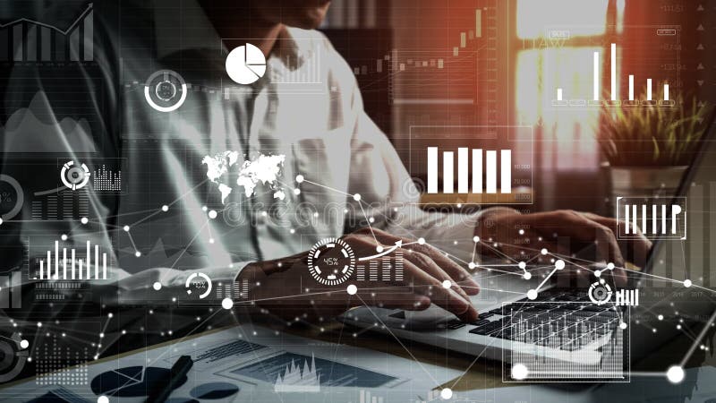Conceptual business dashboard for financial data analysis vector illustration