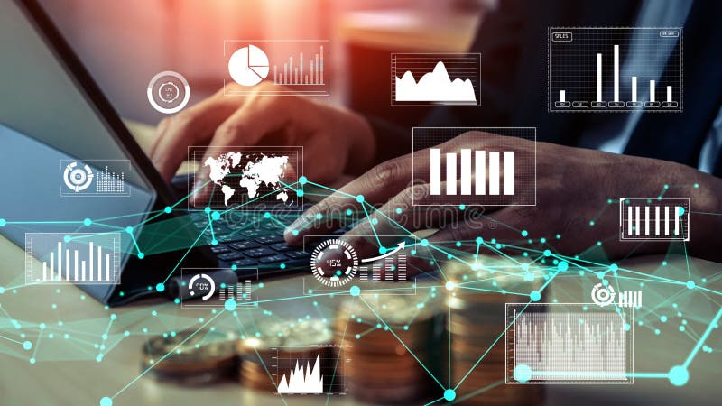 Conceptual business dashboard for financial data analysis royalty free illustration