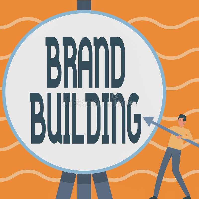 Conceptual caption Brand Building. Concept meaning activities associated with establishing and promoting a brand Man royalty free illustration