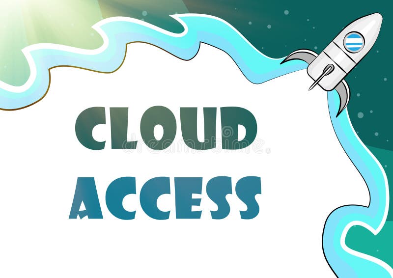 Conceptual caption Cloud Access. Word for Software tool between the organization and the provider Typing Computer royalty free illustration
