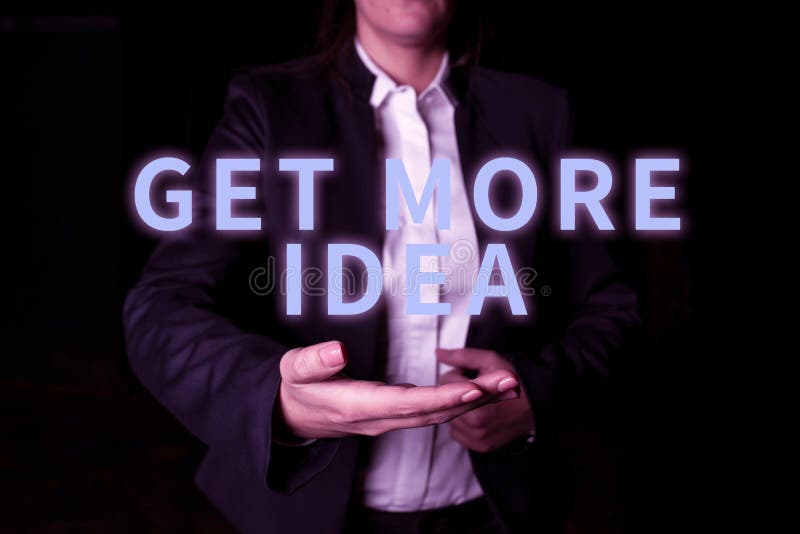 Conceptual caption Get More Idea. Business overview Random Input Mind Map Picture Mock up Surveys Visualization stock photos
