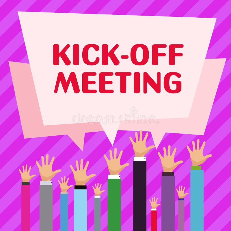 Hand writing sign Kick Off Meeting. Concept meaning first meeting with the  project team and the client Abstract Spreading Message Online, Global Stock  Photo - Alamy