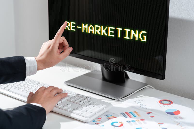 Conceptual caption Re Marketing. Concept meaning Strategy to reach potential customers in your website royalty free stock photos