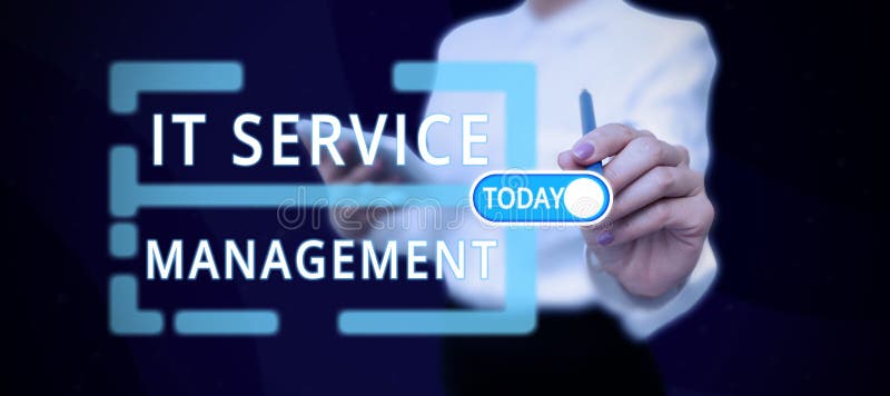 Conceptual caption It Service Management. Business overview Activity Directed by Policies Lifecycle of Technology royalty free stock photos